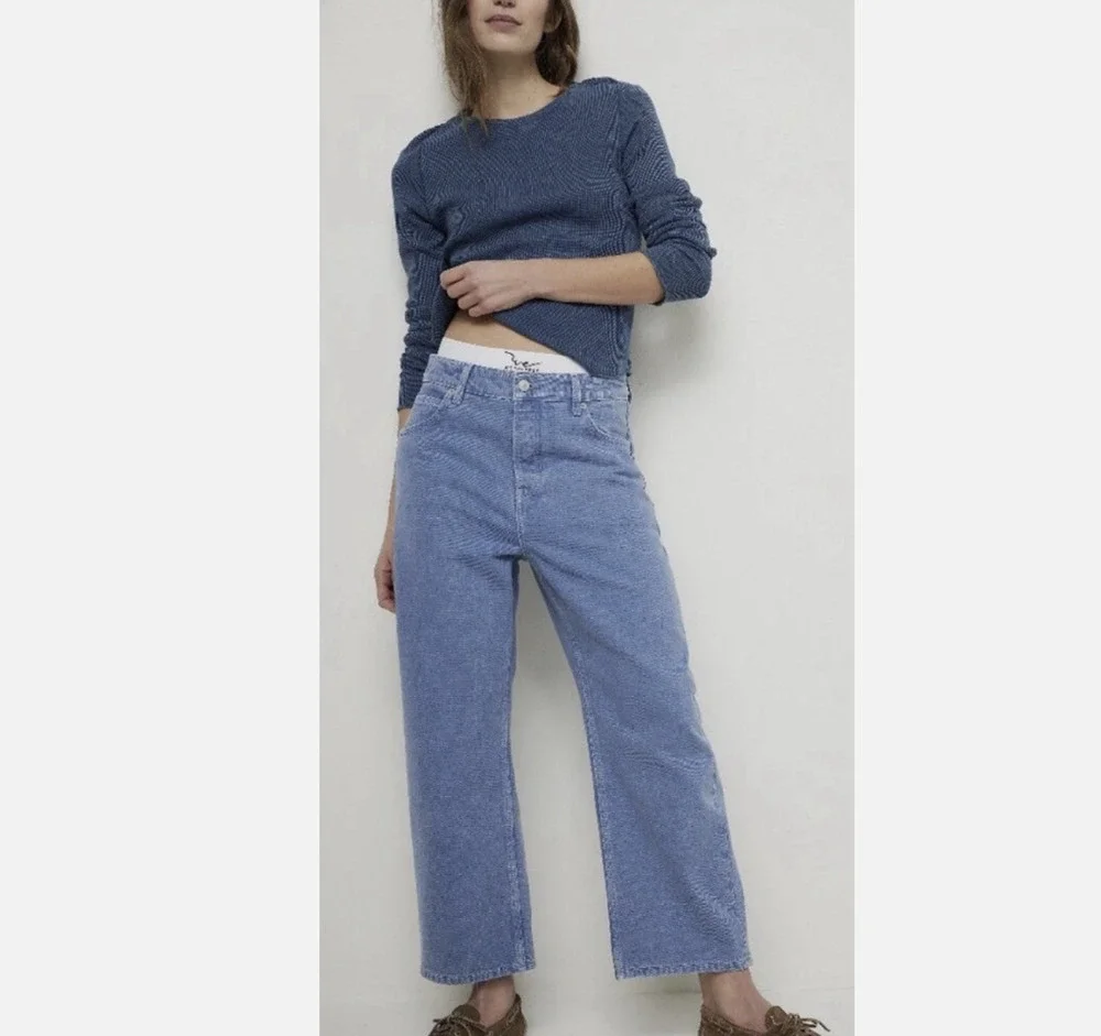 FREE PEOPLE We The Free Deep Trance Dropped Boyfriend Jeans Ocean Blue Size 30